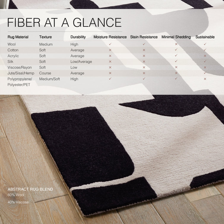 Black and Cream Abstract Handmade Wool Rug 8' x 10'
