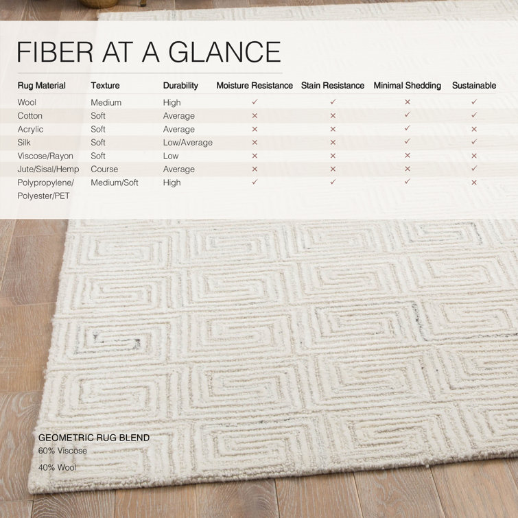 Handmade White and Gray Geometric Wool Rug 9' x 13'