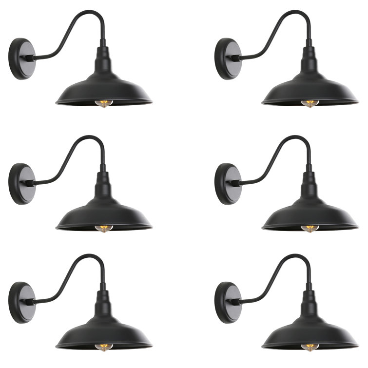 Matte Black Metal Gooseneck Outdoor Wall Sconce