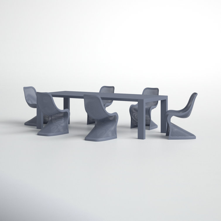 Siesta Bloom 118'' Dark Gray Extendable Outdoor Dining Set for 6