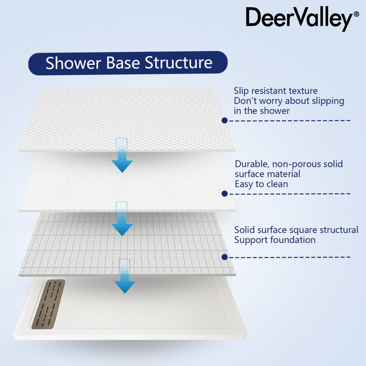 60" x 32" White Acrylic Shower Base with Stainless Steel Drain Cover