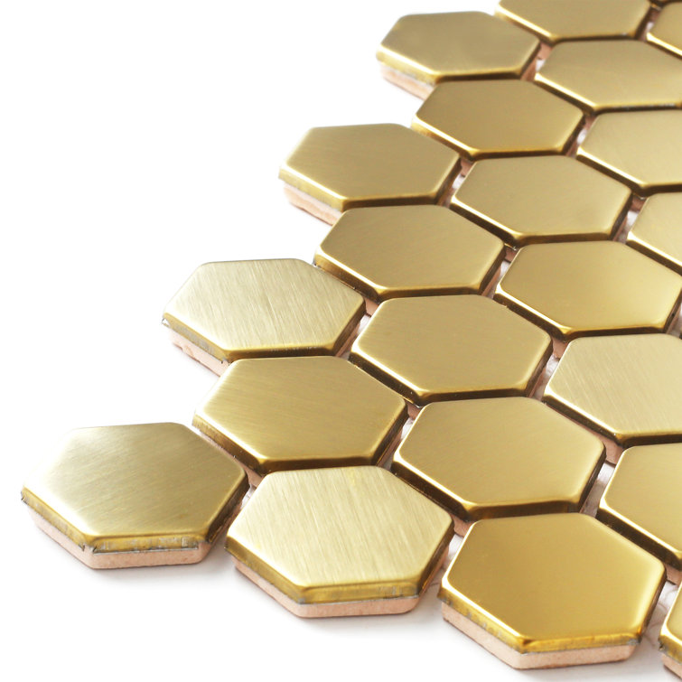 Gold Hexagon Brushed Metal Mosaic Tile for Kitchen and Bathroom