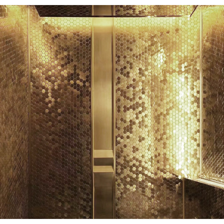 Gold Hexagon Brushed Metal Mosaic Tile for Kitchen and Bathroom