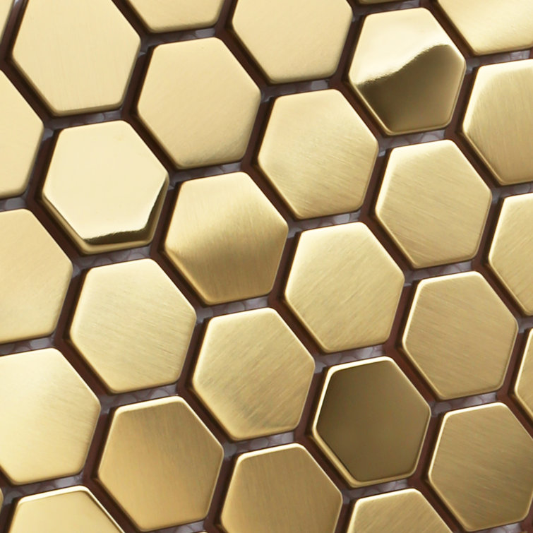 Gold Hexagon Brushed Metal Mosaic Tile for Kitchen and Bathroom