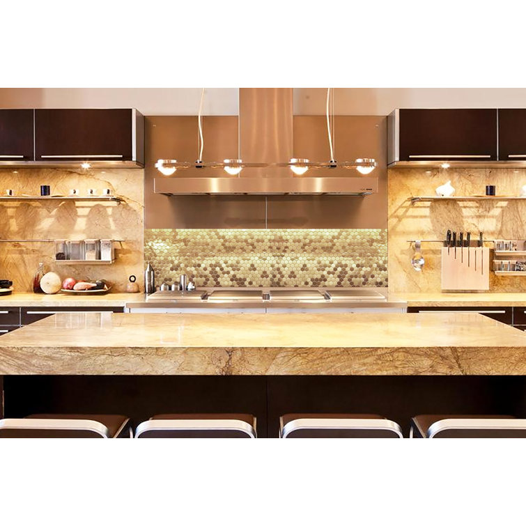 Gold Hexagon Brushed Metal Mosaic Tile for Kitchen and Bathroom