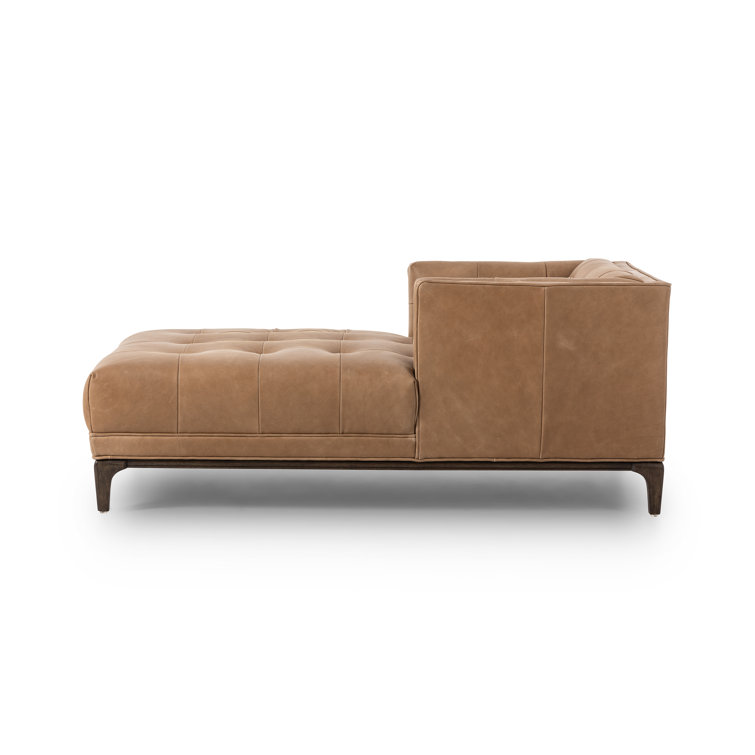 Dylan Mid-Century Rider Black Leather Chaise Lounge