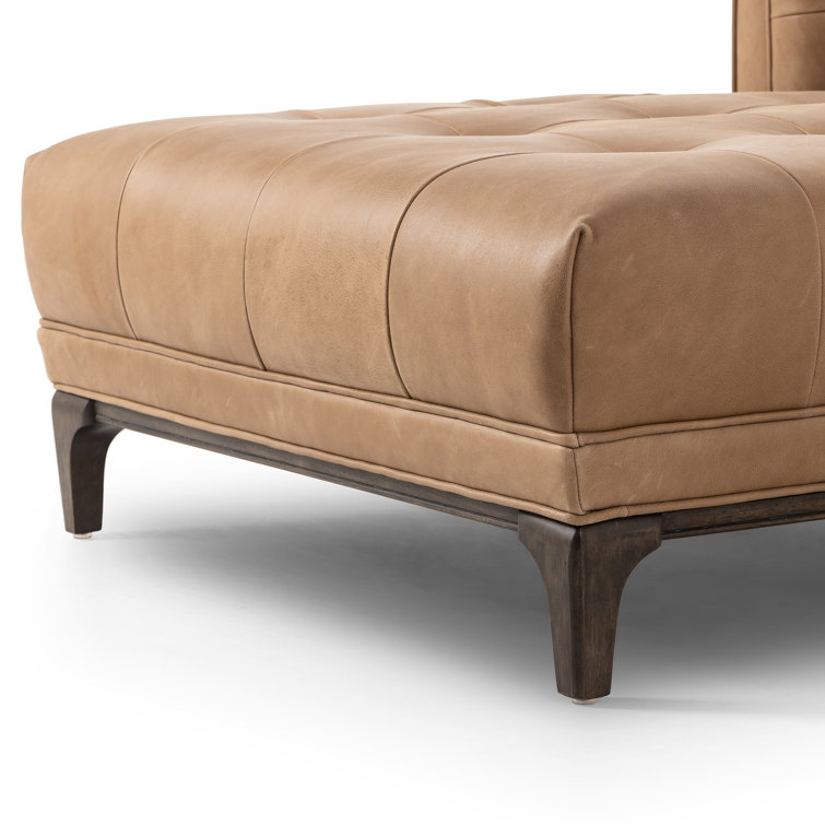 Dylan Mid-Century Rider Black Leather Chaise Lounge