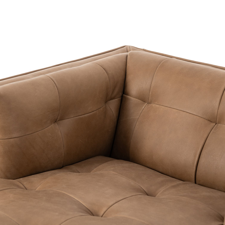 Dylan Mid-Century Rider Black Leather Chaise Lounge