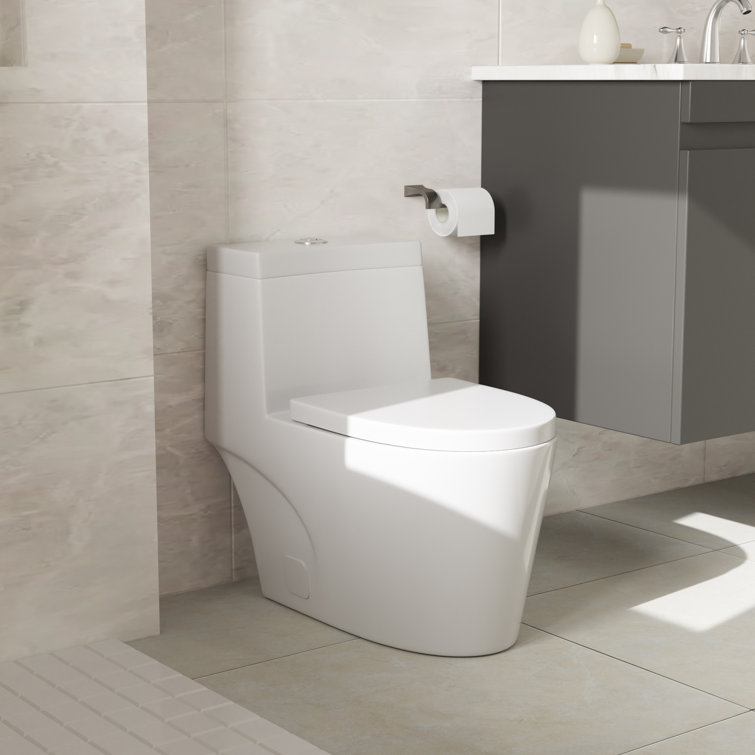 White High Efficiency Dual Flush Elongated One-Piece Toilet