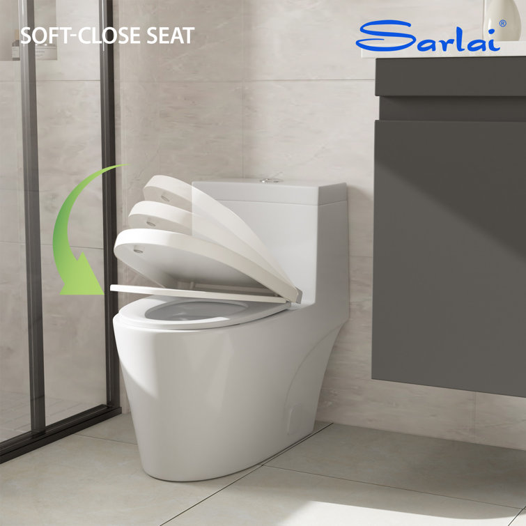 White High Efficiency Dual Flush Elongated One-Piece Toilet