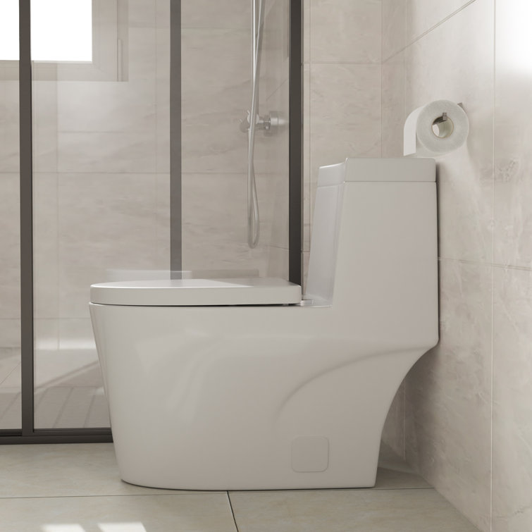 White High Efficiency Dual Flush Elongated One-Piece Toilet