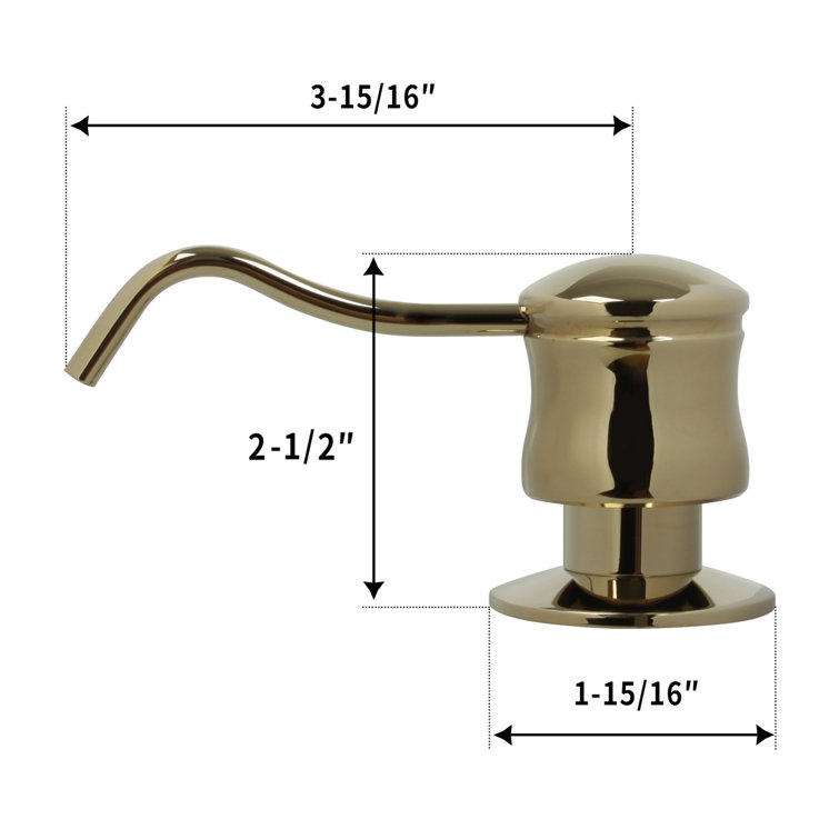 Gold Brass Kitchen Sink Soap Dispenser with Refillable Bottle