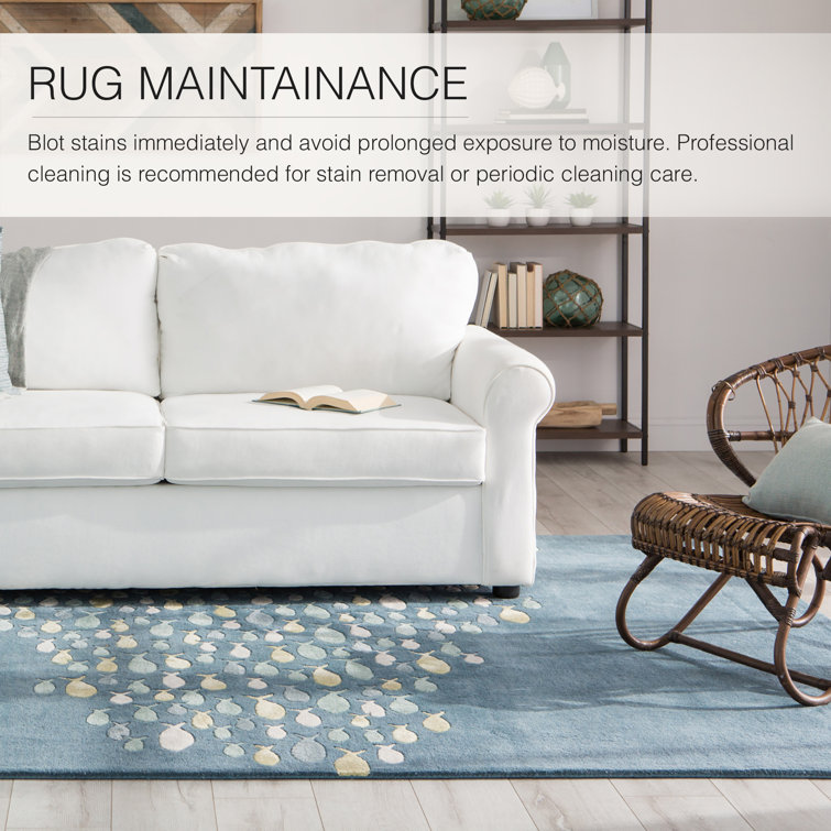Coastal Resort Schooled Hand-Tufted Wool Blend Blue Area Rug 8'x11'