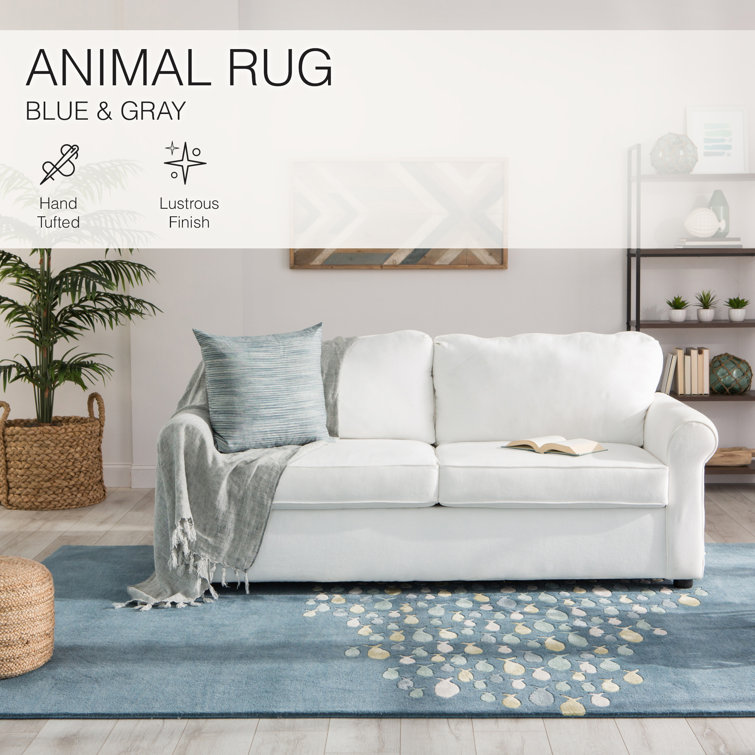 Coastal Resort Schooled Hand-Tufted Wool Blend Blue Area Rug 8'x11'