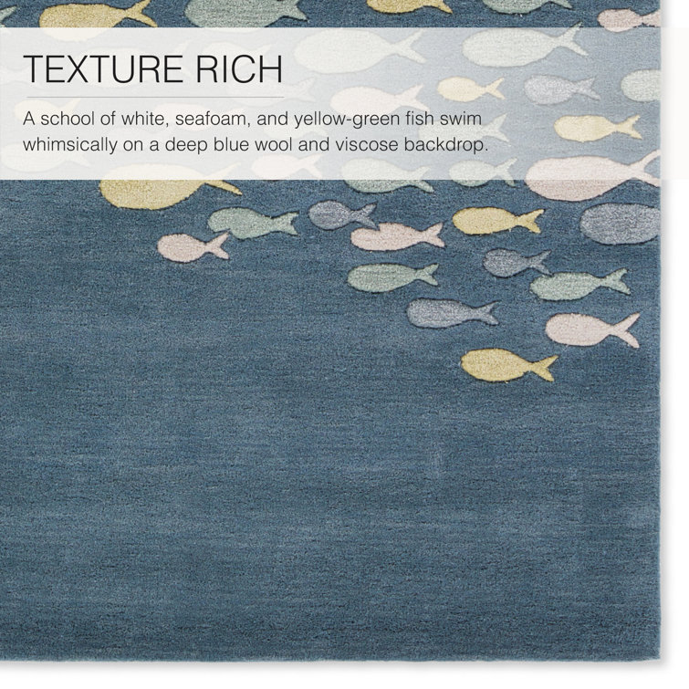 Coastal Resort Schooled Hand-Tufted Wool Blend Blue Area Rug 8'x11'