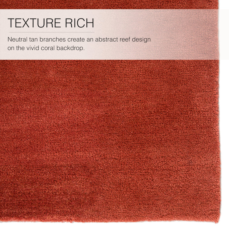 Coral and Ivory Wool Tufted 5' x 8' Area Rug