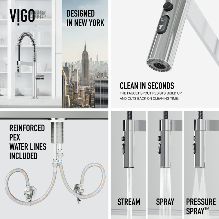 Edison Pro 20" Chrome Single Handle Pull-Down Kitchen Faucet