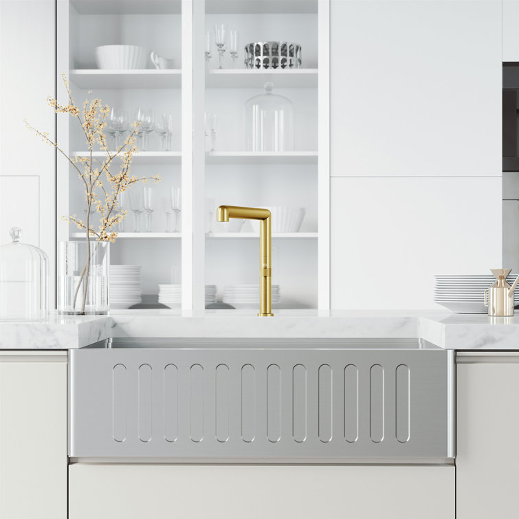 Jewel 11" Brushed Gold Single Handle Kitchen Faucet