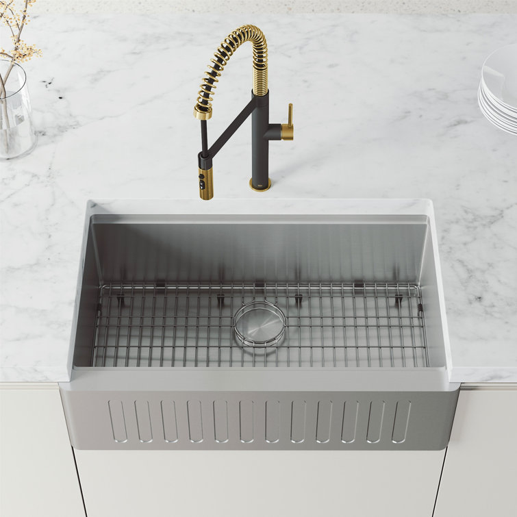 Edison Pro 20" Gold and Black Stainless Steel Pull-Down Kitchen Faucet