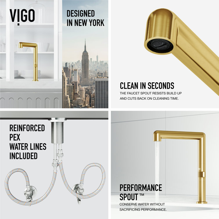 Jewel 11" Brushed Gold Single Handle Kitchen Faucet