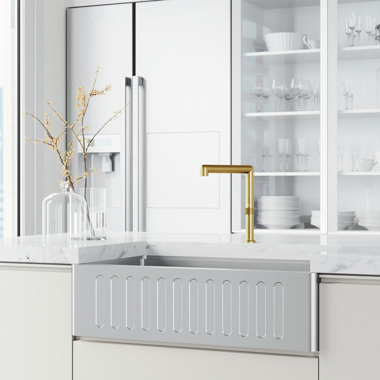 Jewel 11" Brushed Gold Single Handle Kitchen Faucet