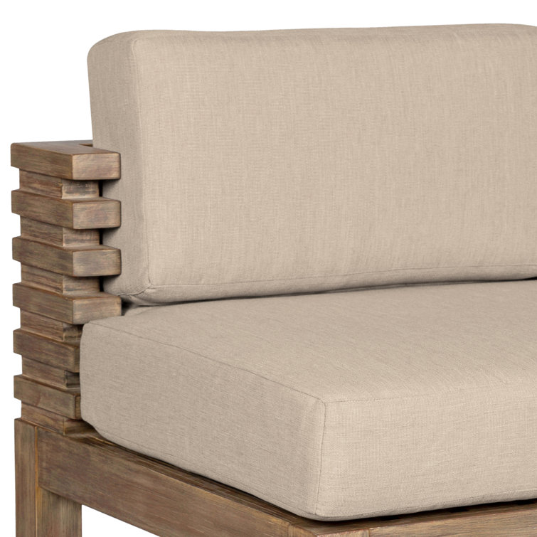 Taupe Cushion Light Brown Eucalyptus Wood Outdoor Bar Stool