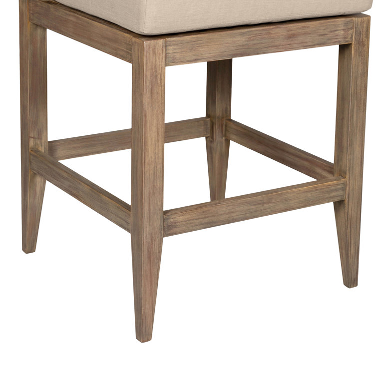 Taupe Cushion Light Brown Eucalyptus Wood Outdoor Bar Stool