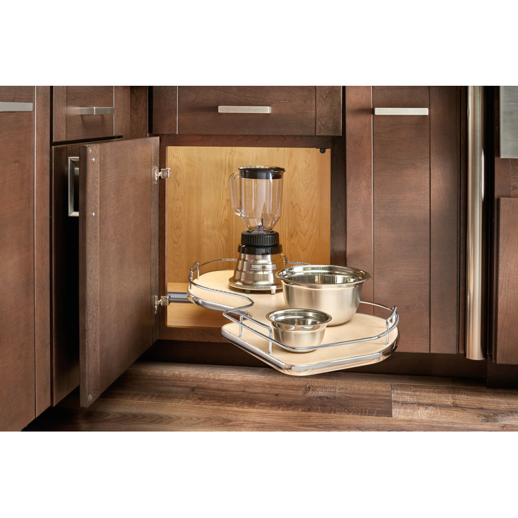 Maple Finish 39" Wide Blind Corner Base Cabinet Organizer