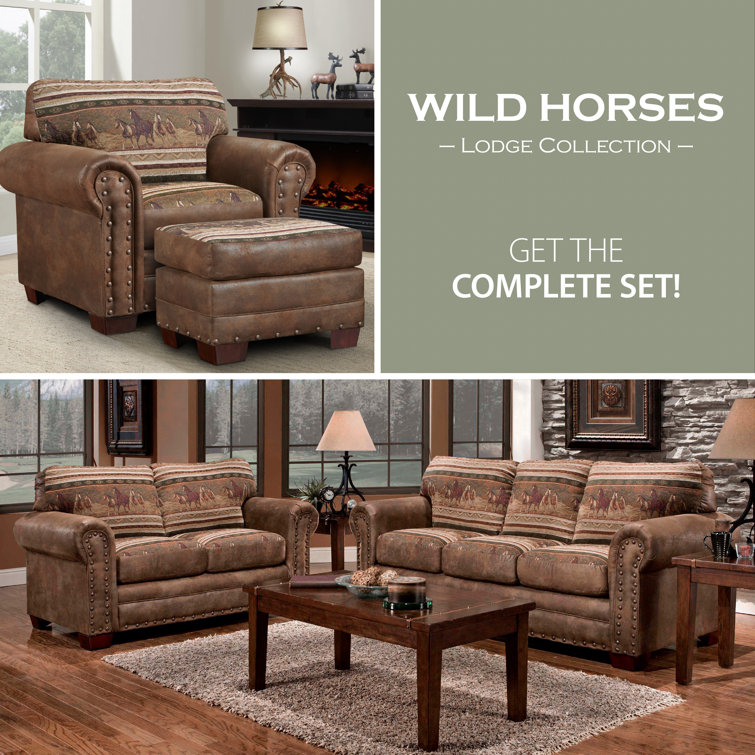 Rustic Brown Microfiber and Tapestry 4-Piece Sofa Set