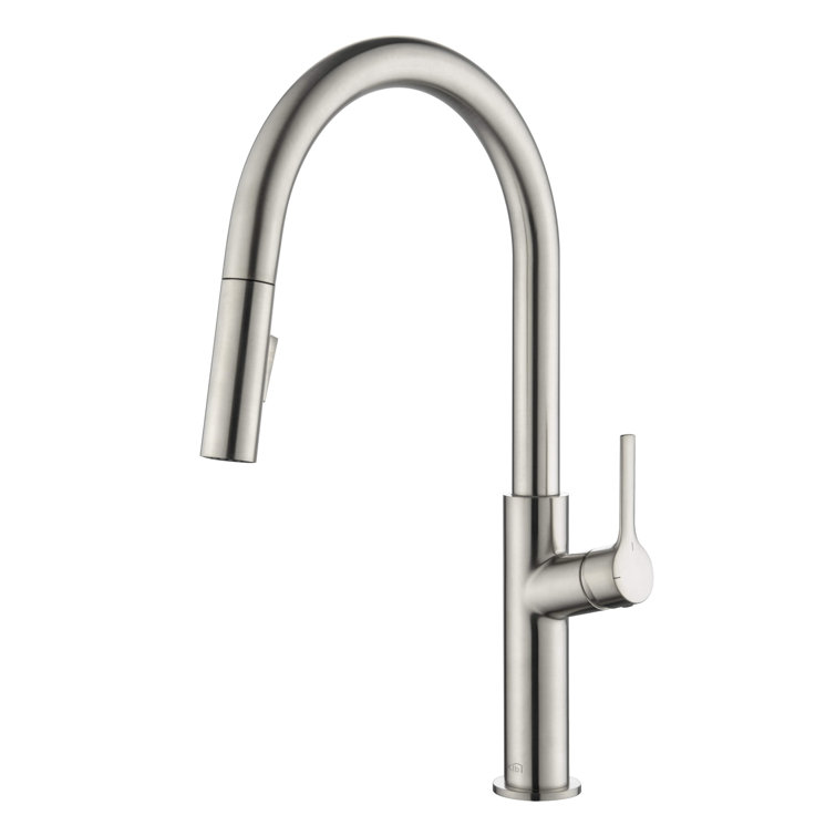 Brushed Nickel Single Handle Pull Down Kitchen Faucet with Spray