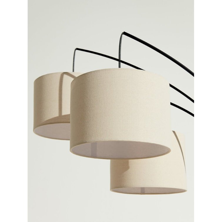 Trilage Black Adjustable 3-Light LED Floor Lamp with Fabric Shades