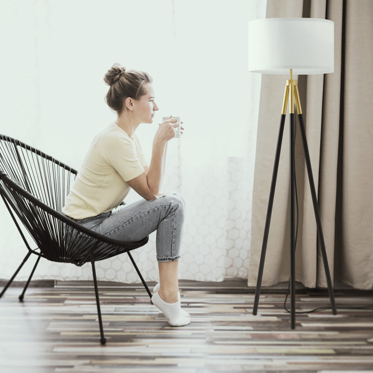 Sophia Smart Black & Gold Tripod LED Floor Lamp for Kids' Rooms