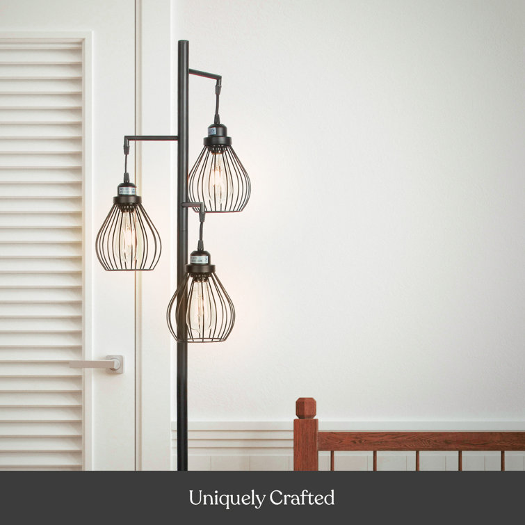 Edison Inspired Multi-Head 68" Black LED Floor Lamp