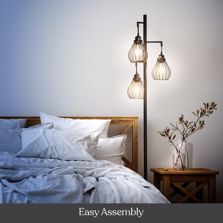 Edison Inspired Multi-Head 68" Black LED Floor Lamp