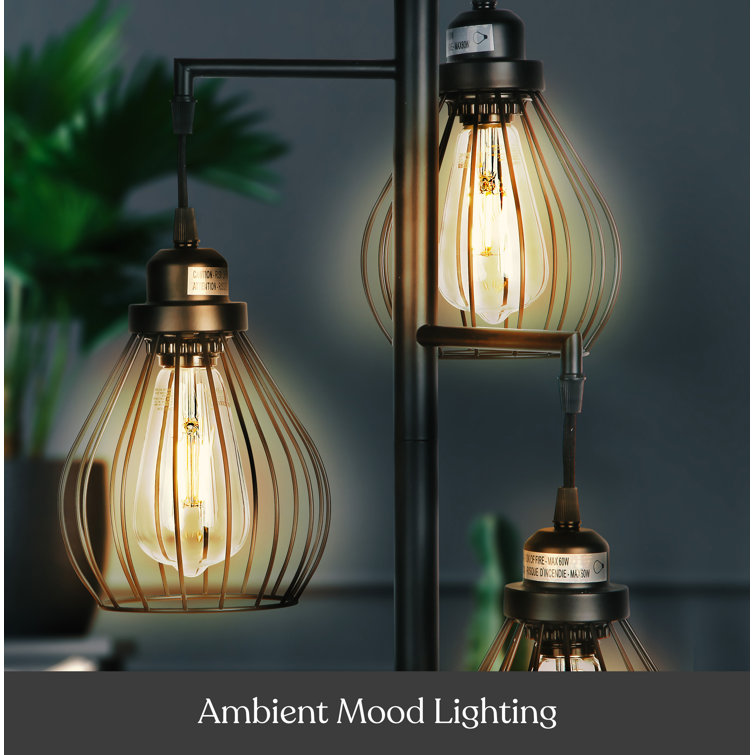 Edison Inspired Multi-Head 68" Black LED Floor Lamp