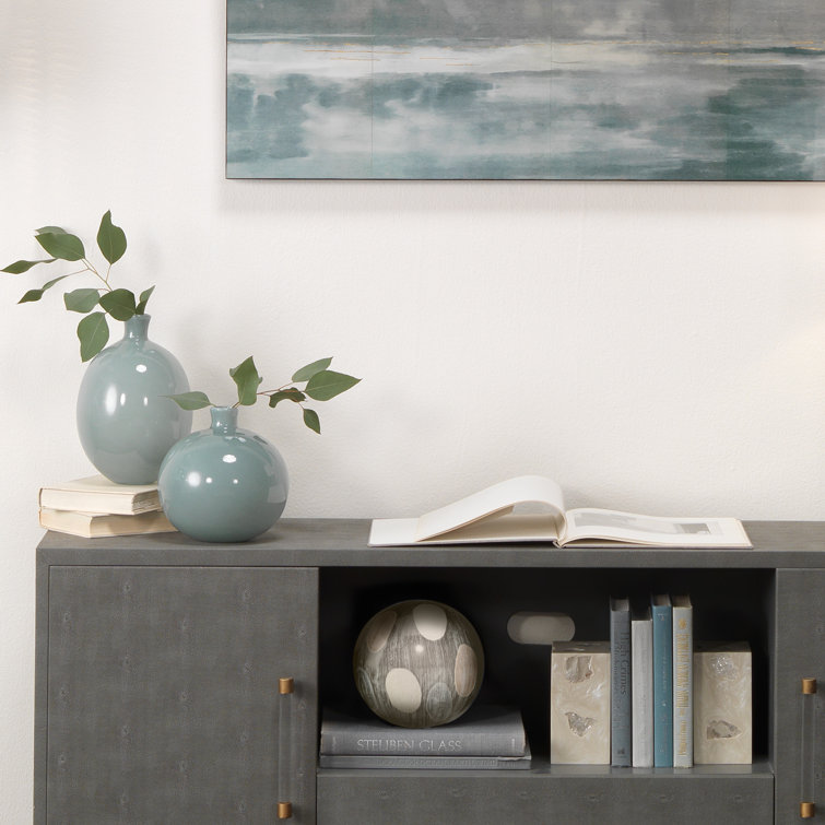 Sophisticated Cobblestone-Inspired Cream and Black Ceramic Orb