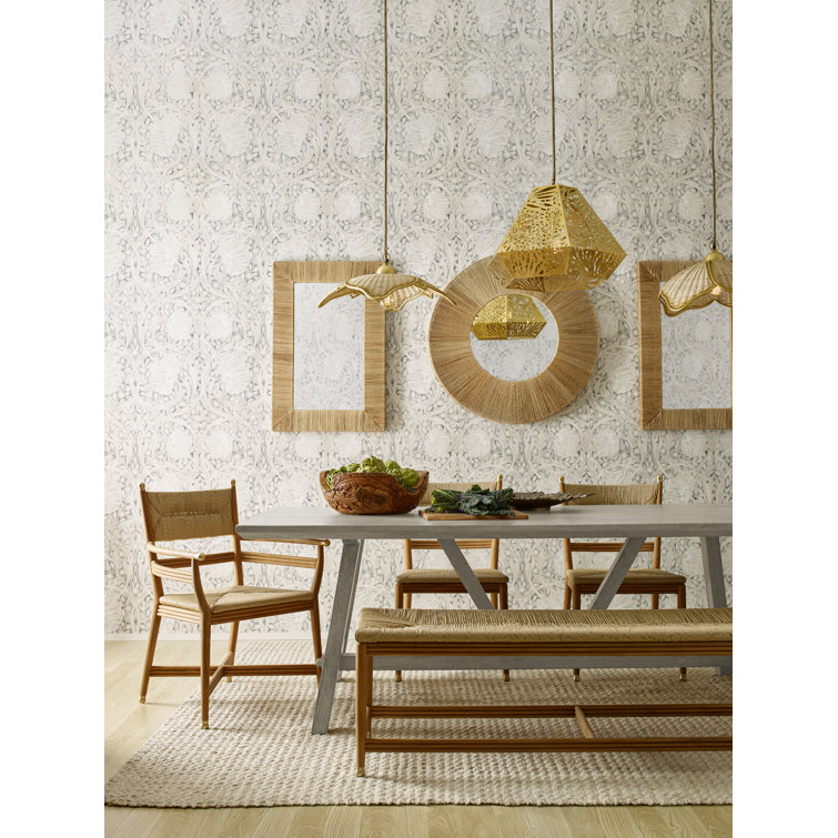 Round Brown Mango Wood Wall Mirror with Distressed Grain Accents