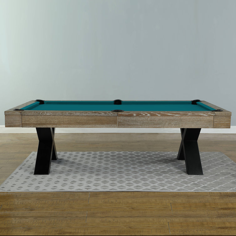 Texas II 8ft Slate Pool Table with Black Steel Legs and Blue Felt