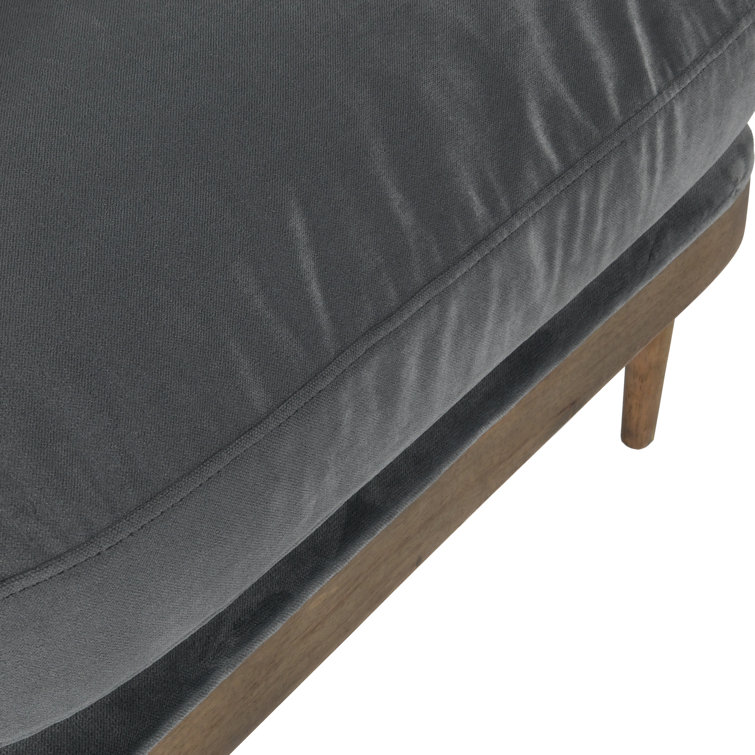 Gray Velvet Handcrafted Accent Chair with Wood Legs