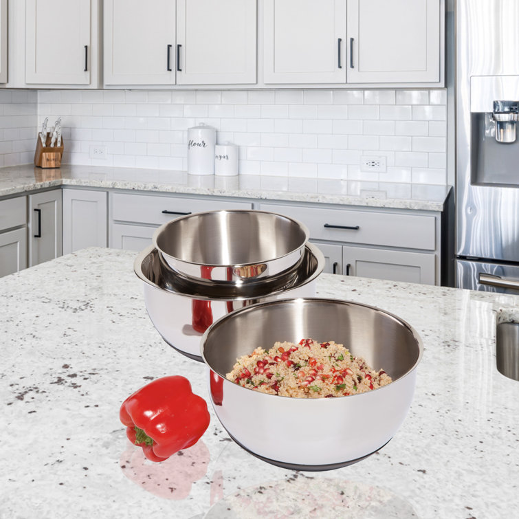 Stainless Steel Mixing Bowl Set with Lids and Non-Skid Bases