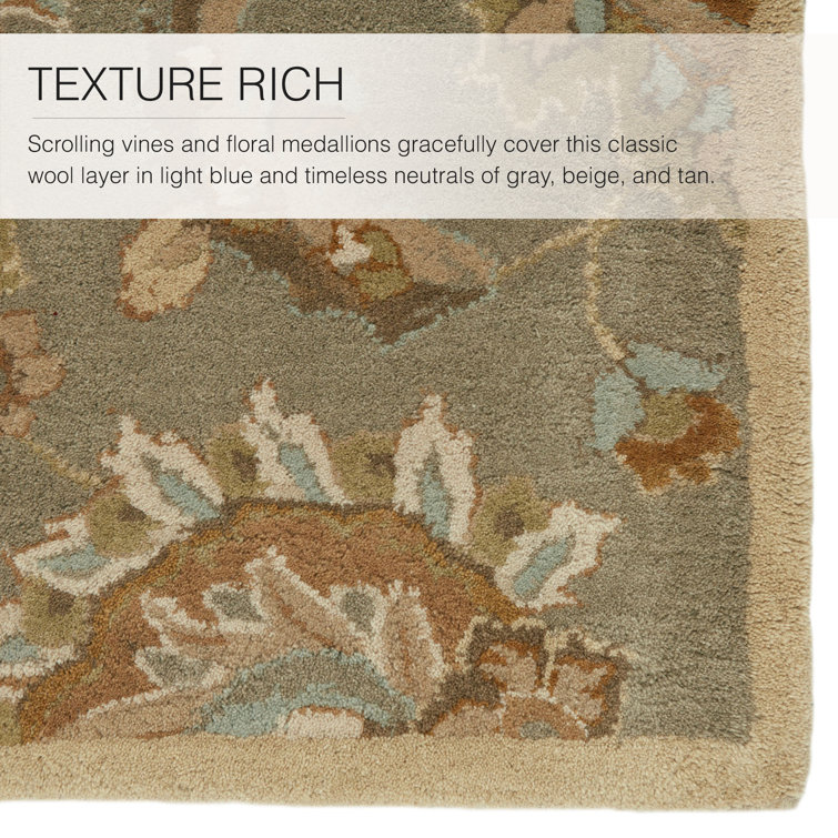 Elegant Gray Tufted Wool 9' x 12' Handmade Area Rug