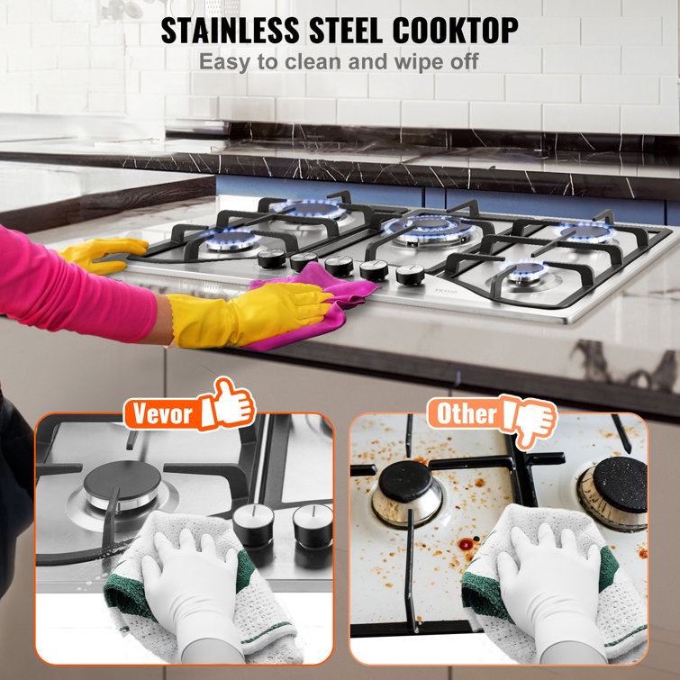 VEVOR 30-inch Stainless Steel 5 Burner Propane Cooktop