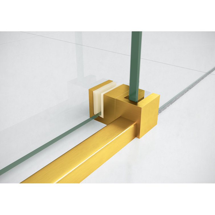 Astro Frameless Glass Sliding Shower Door with Satin Brass Hardware