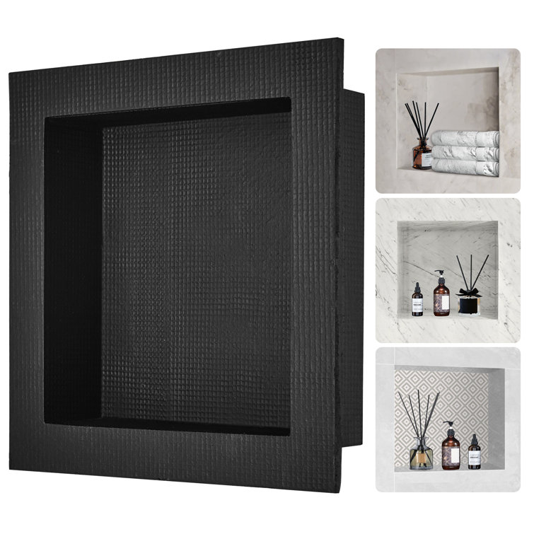 Black Metal Wall-Mounted Shower Niche Organizer