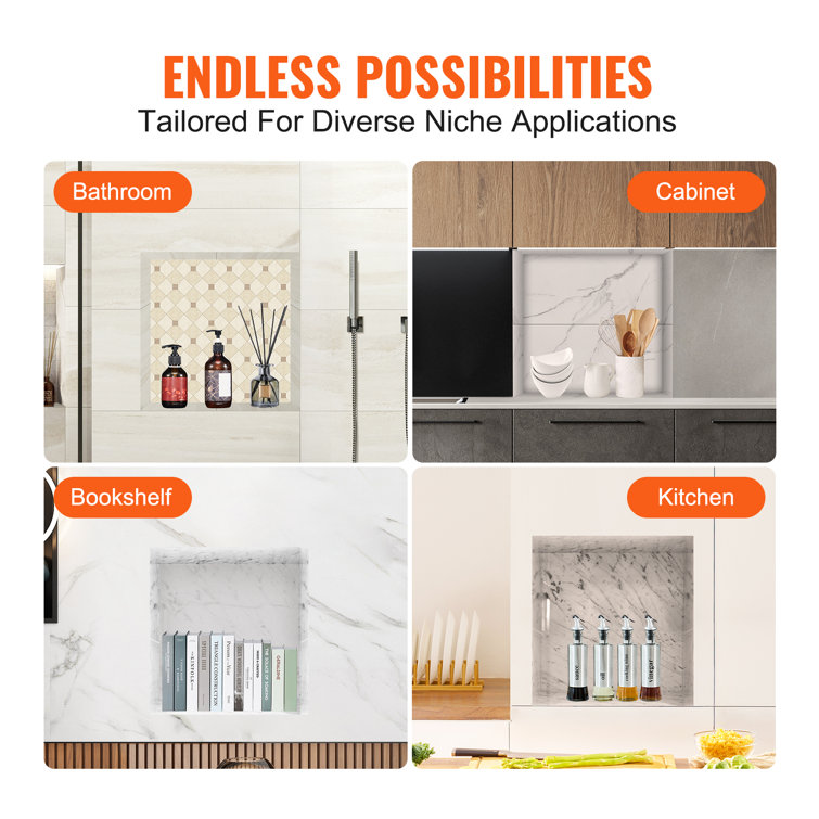 Black Metal Wall-Mounted Shower Niche Organizer