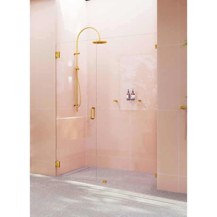 Satin Brass Frameless Glass Wall Hinge Shower Door