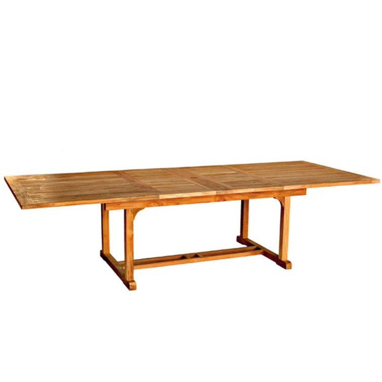 Teak 13-Piece Extendable Rectangular Dining Set with Stackable Chairs