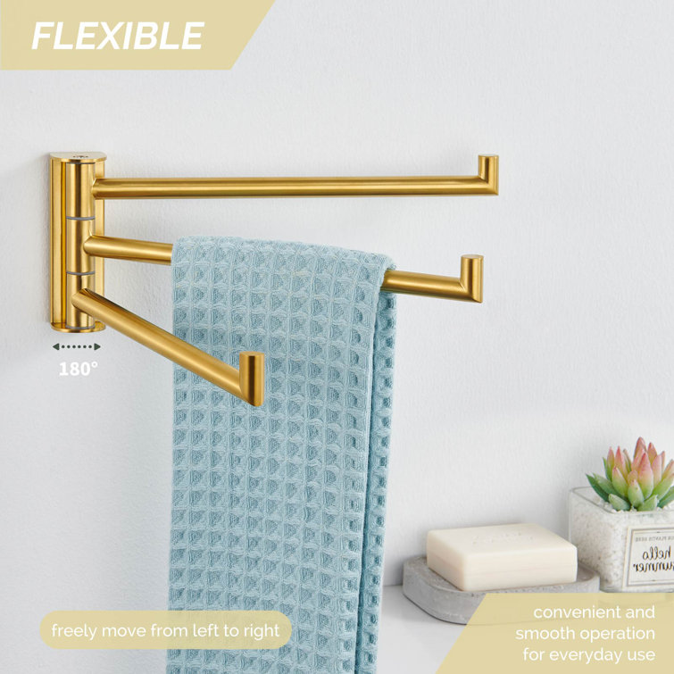 Matte Black Wall Mounted 3-Arm Swivel Towel Bar