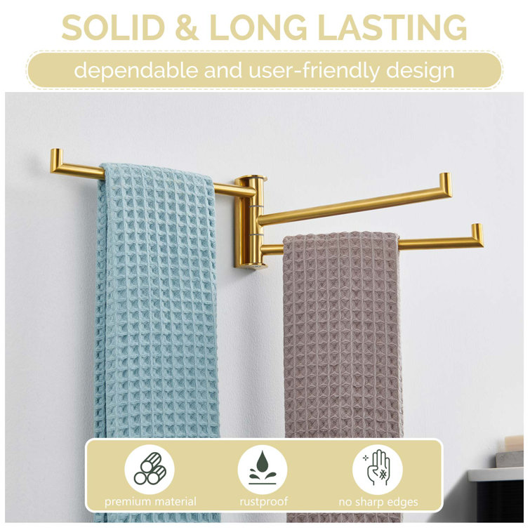 Matte Black Wall Mounted 3-Arm Swivel Towel Bar