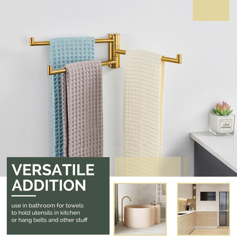 Matte Black Wall Mounted 3-Arm Swivel Towel Bar